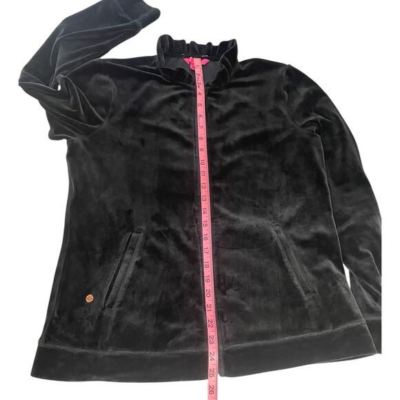 Lilly Pulitzer Jayla Velour Ruffle Full Zip Jacket Pant Set Black Sz Large Chic - Picture 8 of 16